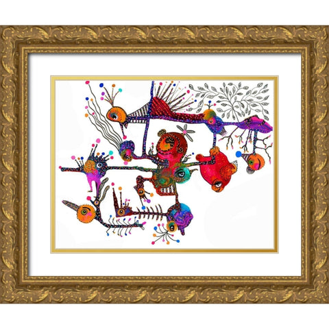 In A Maze Gold Ornate Wood Framed Art Print with Double Matting by Kwerki Studios