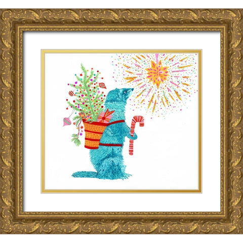 Fritz And The Star Gold Ornate Wood Framed Art Print with Double Matting by Kwerki Studios