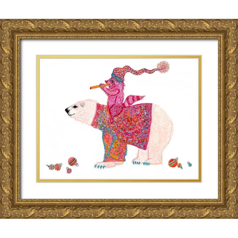Mistelpaws And Snowpea Gold Ornate Wood Framed Art Print with Double Matting by Kwerki Studios