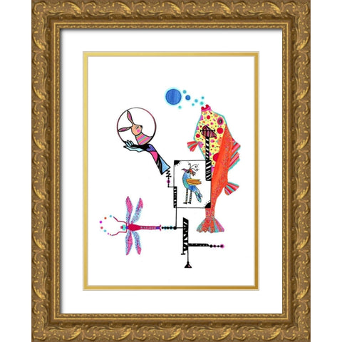 Anamolous Gold Ornate Wood Framed Art Print with Double Matting by Kwerki Studios