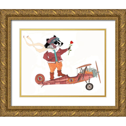 Badger Pilot Gold Ornate Wood Framed Art Print with Double Matting by Kwerki Studios