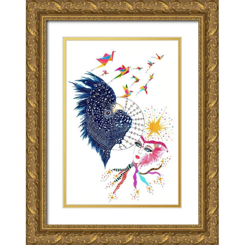 Dream On Gold Ornate Wood Framed Art Print with Double Matting by Kwerki Studios