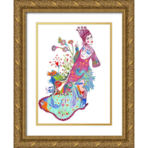 Queens Robe Gold Ornate Wood Framed Art Print with Double Matting by Kwerki Studios