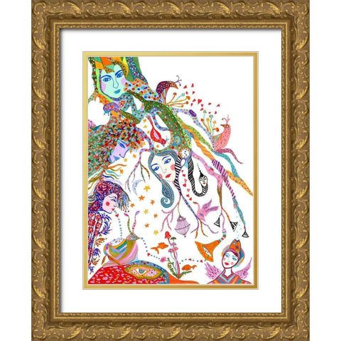 Tree Underworld Gold Ornate Wood Framed Art Print with Double Matting by Kwerki Studios