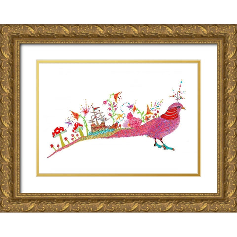 Whimsical Journey Gold Ornate Wood Framed Art Print with Double Matting by Kwerki Studios