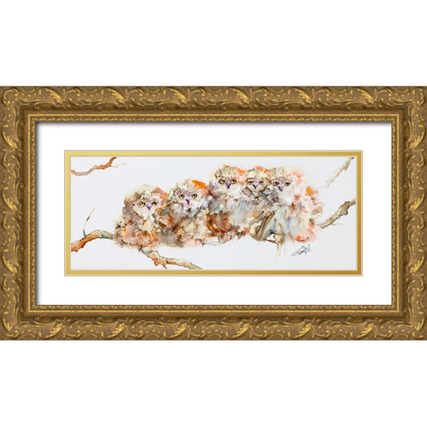 Owl You Need is Love Gold Ornate Wood Framed Art Print with Double Matting by Art by Leslie Franklin