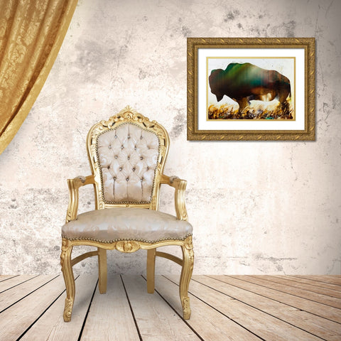 Roaming the Plains Gold Ornate Wood Framed Art Print with Double Matting by Art by Leslie Franklin