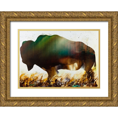 Roaming the Plains Gold Ornate Wood Framed Art Print with Double Matting by Art by Leslie Franklin