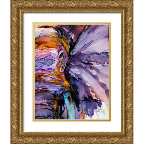 Sometimes You Just Need a Purple Elephant Gold Ornate Wood Framed Art Print with Double Matting by Art by Leslie Franklin