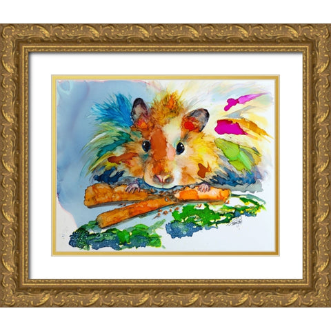 Eating My Veggies Gold Ornate Wood Framed Art Print with Double Matting by Art by Leslie Franklin