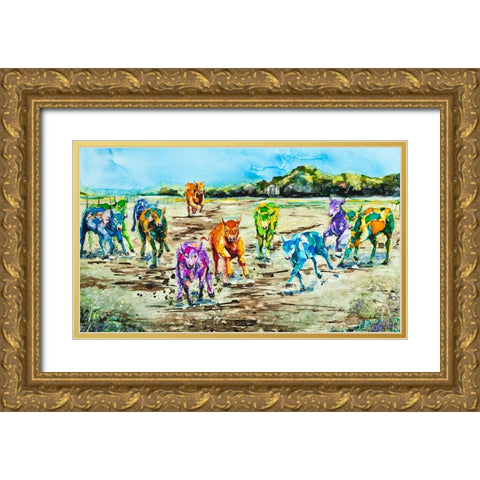 The Dinner Bell Gold Ornate Wood Framed Art Print with Double Matting by Art by Leslie Franklin