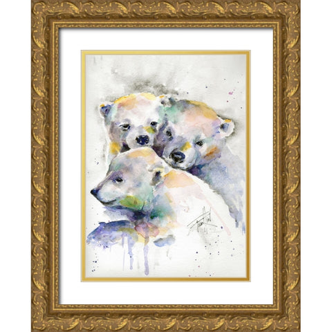 Huddled for Warmth Gold Ornate Wood Framed Art Print with Double Matting by Art by Leslie Franklin