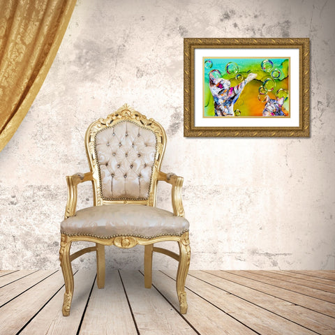 Double Bubble Gold Ornate Wood Framed Art Print with Double Matting by Art by Leslie Franklin