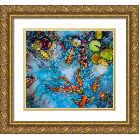 Findango Gold Ornate Wood Framed Art Print with Double Matting by Art by Leslie Franklin