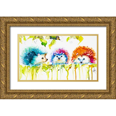 Sharing the Hedge Gold Ornate Wood Framed Art Print with Double Matting by Art by Leslie Franklin