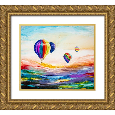 Up Up and Away Gold Ornate Wood Framed Art Print with Double Matting by Art by Leslie Franklin