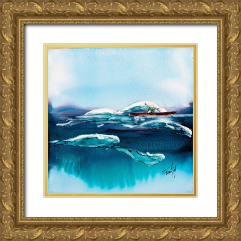 Beluga Escort Gold Ornate Wood Framed Art Print with Double Matting by Art by Leslie Franklin