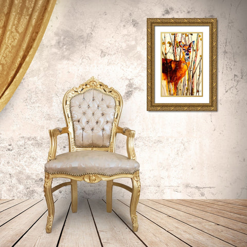 Oh Deer 2 Gold Ornate Wood Framed Art Print with Double Matting by Art by Leslie Franklin