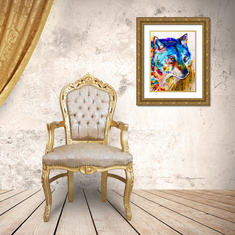 Shades of Grey Gold Ornate Wood Framed Art Print with Double Matting by Art by Leslie Franklin