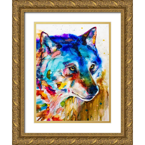 Shades of Grey Gold Ornate Wood Framed Art Print with Double Matting by Art by Leslie Franklin