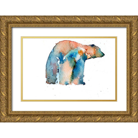 Color Trend Polar Bear Gold Ornate Wood Framed Art Print with Double Matting by Art by Leslie Franklin