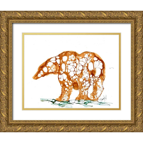 Cellular Bear (2) Gold Ornate Wood Framed Art Print with Double Matting by Art by Leslie Franklin