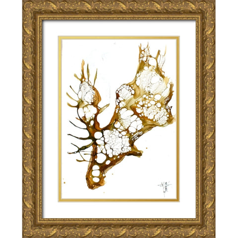 Cellular Series - Moose Gold Ornate Wood Framed Art Print with Double Matting by Art by Leslie Franklin