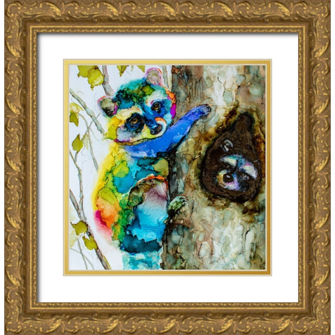 Hide And See Gold Ornate Wood Framed Art Print with Double Matting by Art by Leslie Franklin