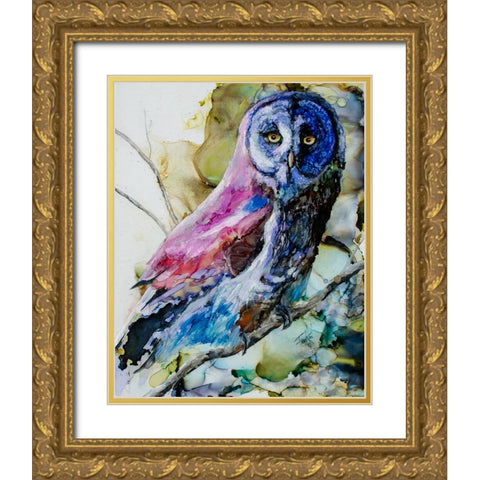 Im Owl Right Gold Ornate Wood Framed Art Print with Double Matting by Art by Leslie Franklin