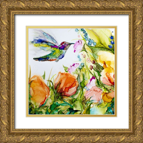 Samplinga Gold Ornate Wood Framed Art Print with Double Matting by Art by Leslie Franklin