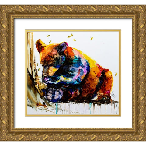 Show Me The Honey Gold Ornate Wood Framed Art Print with Double Matting by Art by Leslie Franklin