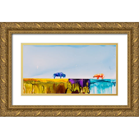 The Other Side Of The Flaxa Gold Ornate Wood Framed Art Print with Double Matting by Art by Leslie Franklin