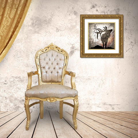 Calling Elk Gold Ornate Wood Framed Art Print with Double Matting by LightBoxJournal