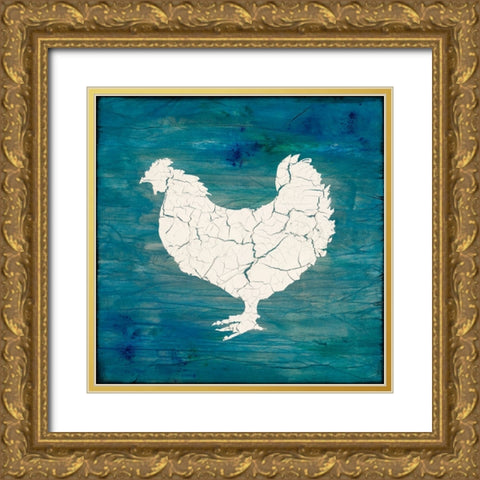 Farm Chicken Gold Ornate Wood Framed Art Print with Double Matting by LightBoxJournal