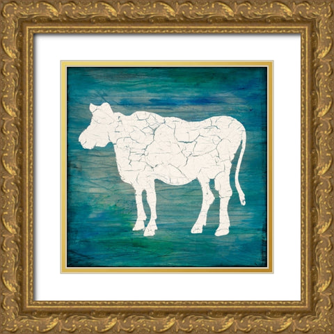 Farm Cow Gold Ornate Wood Framed Art Print with Double Matting by LightBoxJournal