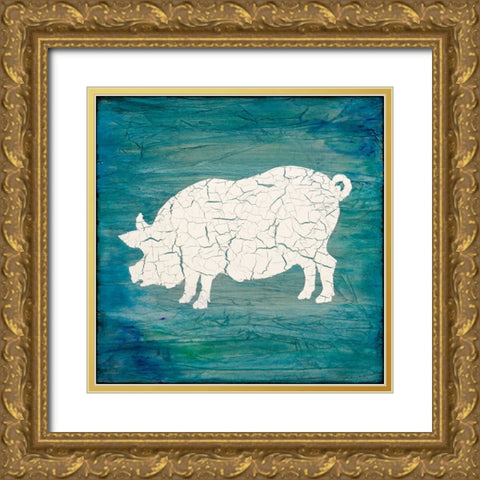 Farm Pig Gold Ornate Wood Framed Art Print with Double Matting by LightBoxJournal