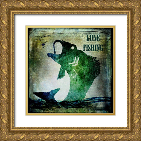 Gone Fishing Gold Ornate Wood Framed Art Print with Double Matting by LightBoxJournal