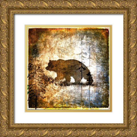 High Country Bear Gold Ornate Wood Framed Art Print with Double Matting by LightBoxJournal