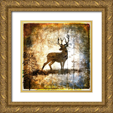 High Country Deer Gold Ornate Wood Framed Art Print with Double Matting by LightBoxJournal