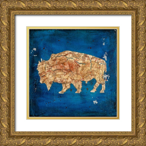Lodge Pole Pine Bison Gold Ornate Wood Framed Art Print with Double Matting by LightBoxJournal