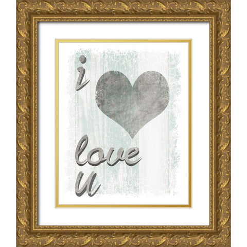 I Love You Gold Ornate Wood Framed Art Print with Double Matting by LightBoxJournal