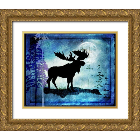 Midnight Moose Gold Ornate Wood Framed Art Print with Double Matting by LightBoxJournal