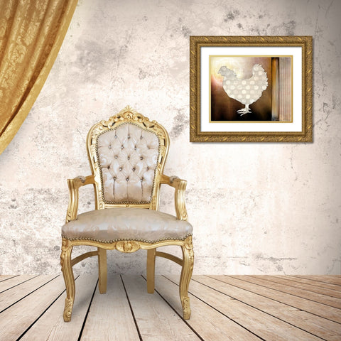Morning Chicken 1 Gold Ornate Wood Framed Art Print with Double Matting by LightBoxJournal