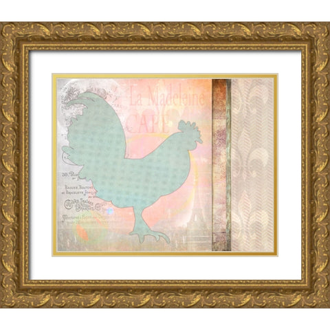 Morning Chicken 2 Gold Ornate Wood Framed Art Print with Double Matting by LightBoxJournal