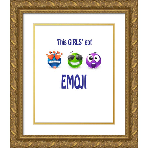 This Girls Got Emoji Gold Ornate Wood Framed Art Print with Double Matting by LightBoxJournal