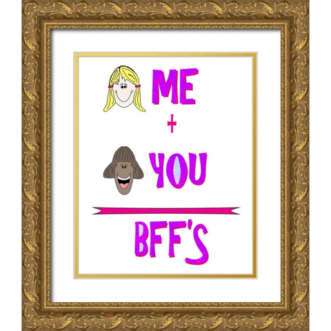 You Me Bffs Gold Ornate Wood Framed Art Print with Double Matting by LightBoxJournal