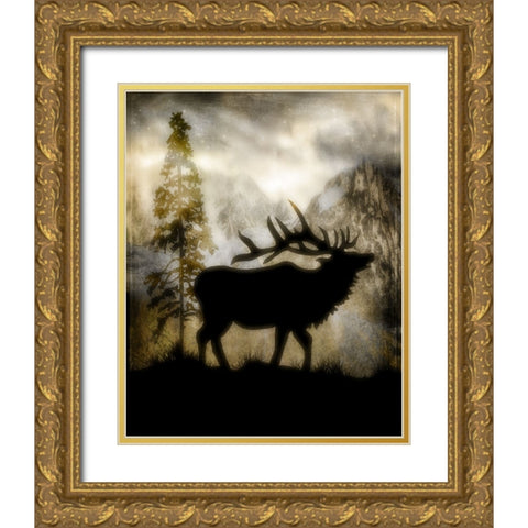 Mystic Elk Gold Ornate Wood Framed Art Print with Double Matting by LightBoxJournal