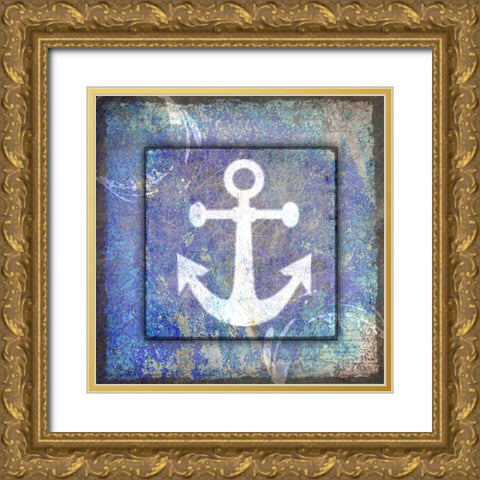 Beach House Anchor Gold Ornate Wood Framed Art Print with Double Matting by LightBoxJournal