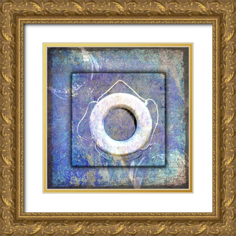 Beach House Life Saver Gold Ornate Wood Framed Art Print with Double Matting by LightBoxJournal