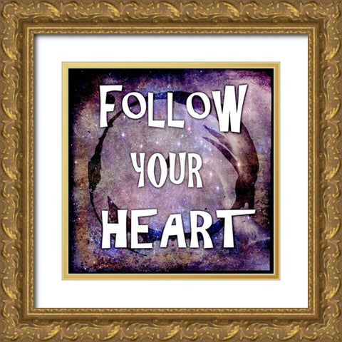 Cosmic - Follow Your Heart Gold Ornate Wood Framed Art Print with Double Matting by LightBoxJournal